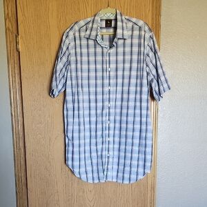 Tailorbyrd White and Blue Checkered Shirt